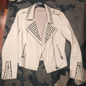 Zara cream leather jacket with studs